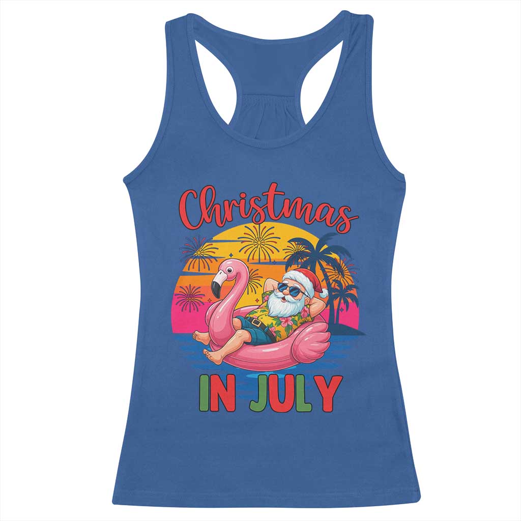 Funny Hawaiian Christmas Racerback Tank Top Santa Beach Tropical Xmas TS14 Royal Blue Print Your Wear