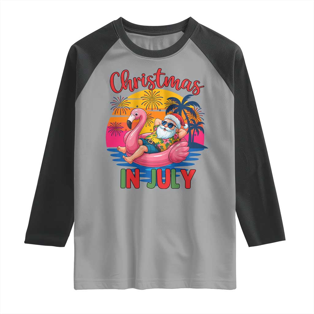 Funny Hawaiian Christmas Raglan Shirt Santa Beach Tropical Xmas TS14 Sport Gray Black Print Your Wear