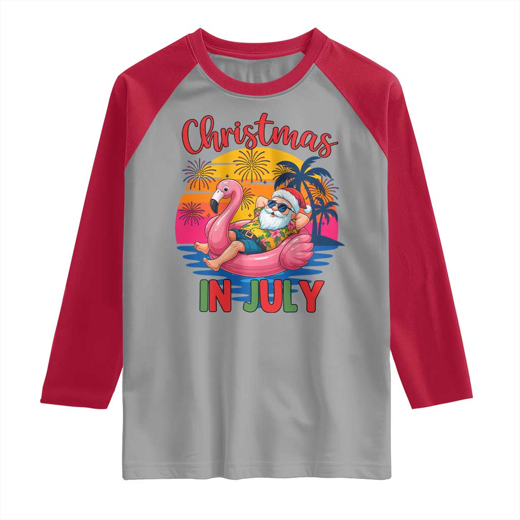 Funny Hawaiian Christmas Raglan Shirt Santa Beach Tropical Xmas TS14 Sport Gray Red Print Your Wear