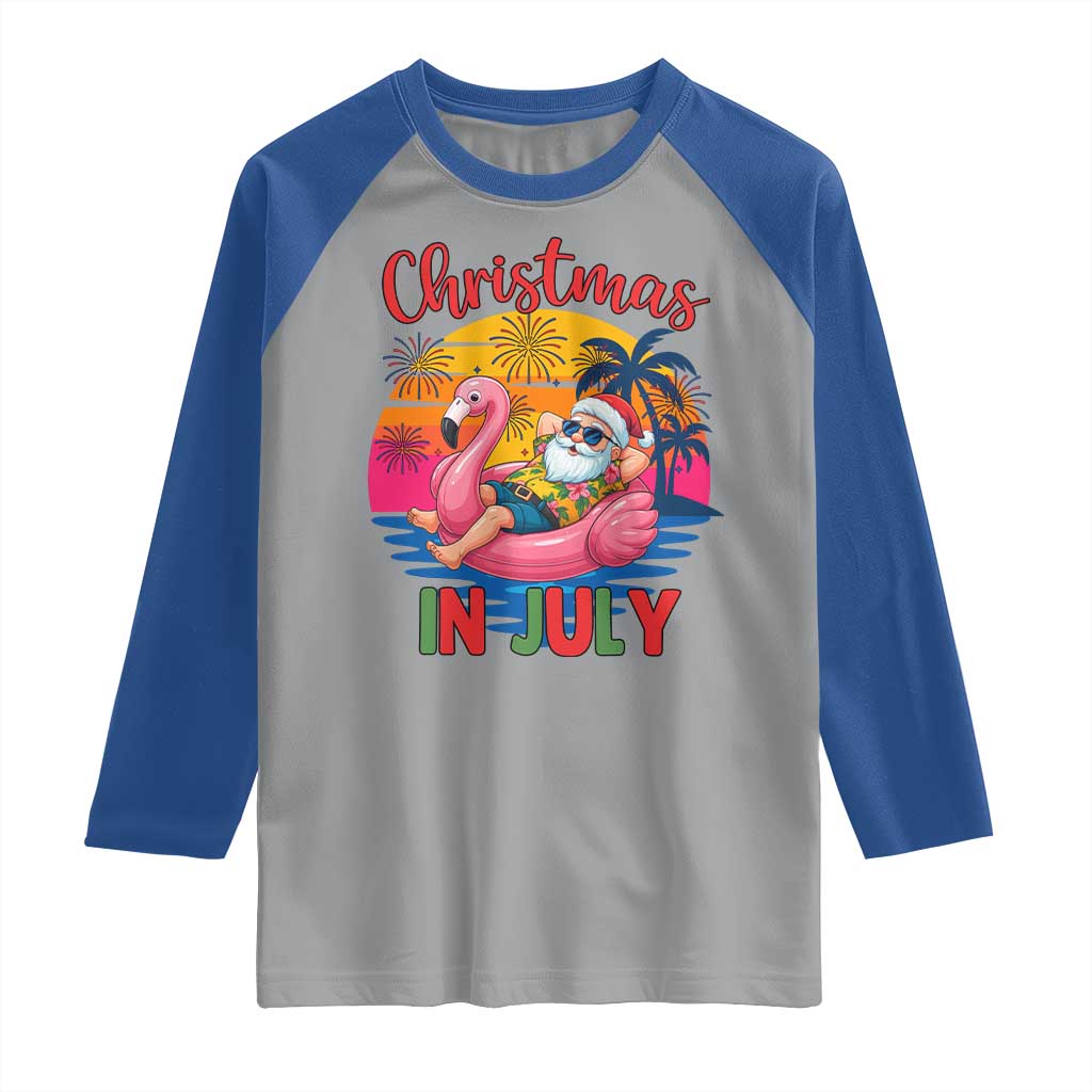 Funny Hawaiian Christmas Raglan Shirt Santa Beach Tropical Xmas TS14 Sport Gray Royal Print Your Wear