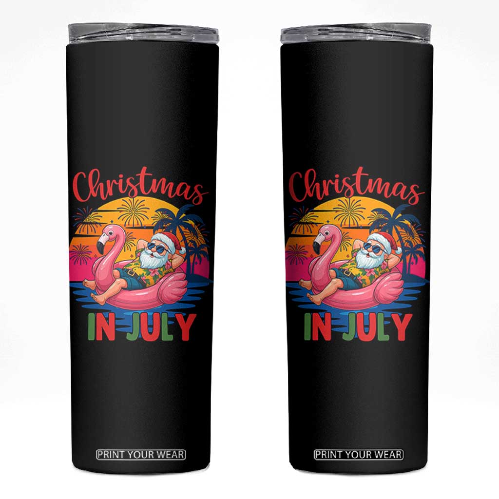 Funny Hawaiian Christmas Skinny Tumbler Santa Beach Tropical Xmas TS14 Black Print Your Wear
