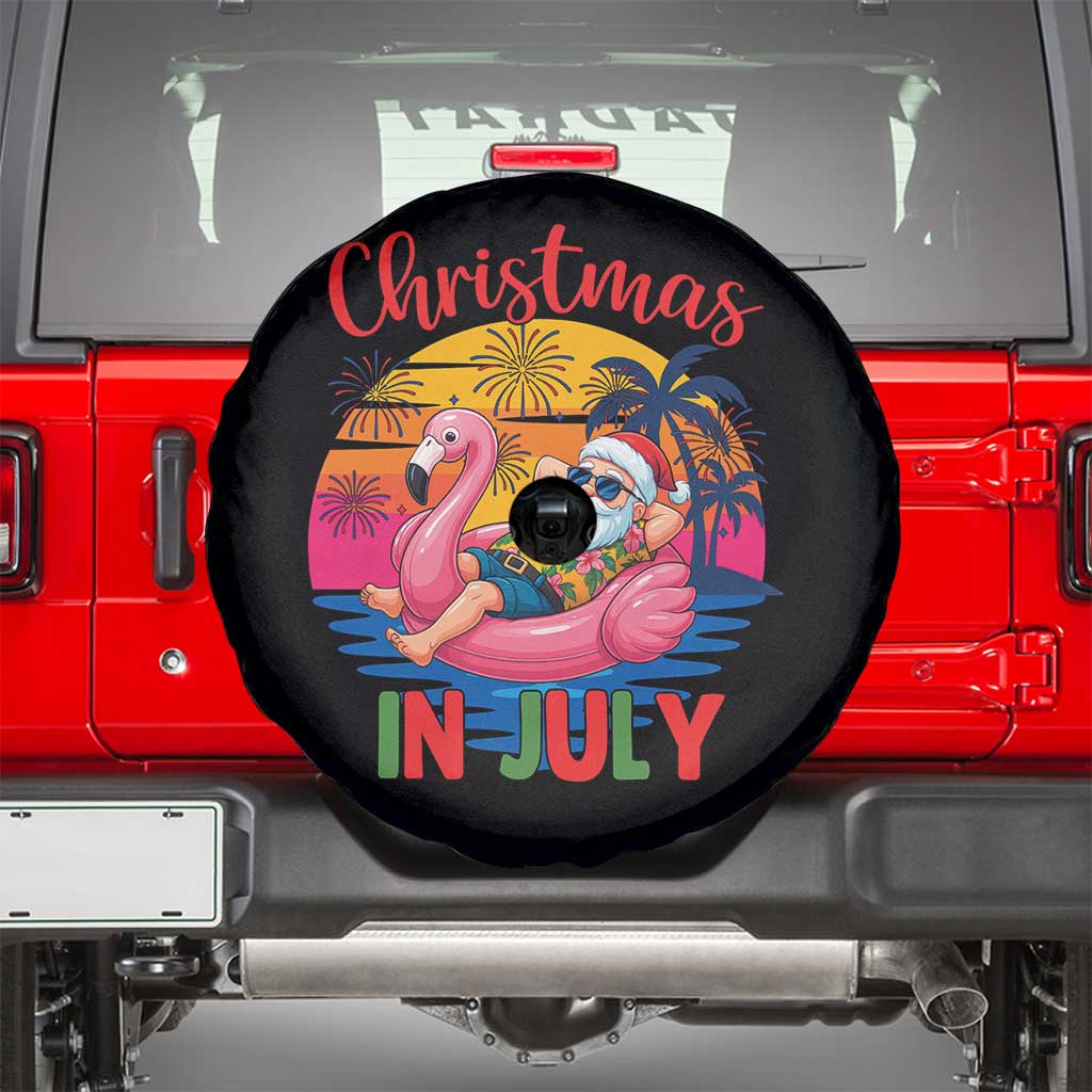 Funny Hawaiian Christmas Spare Tire Cover Santa Beach Tropical Xmas TS14 Black Print Your Wear