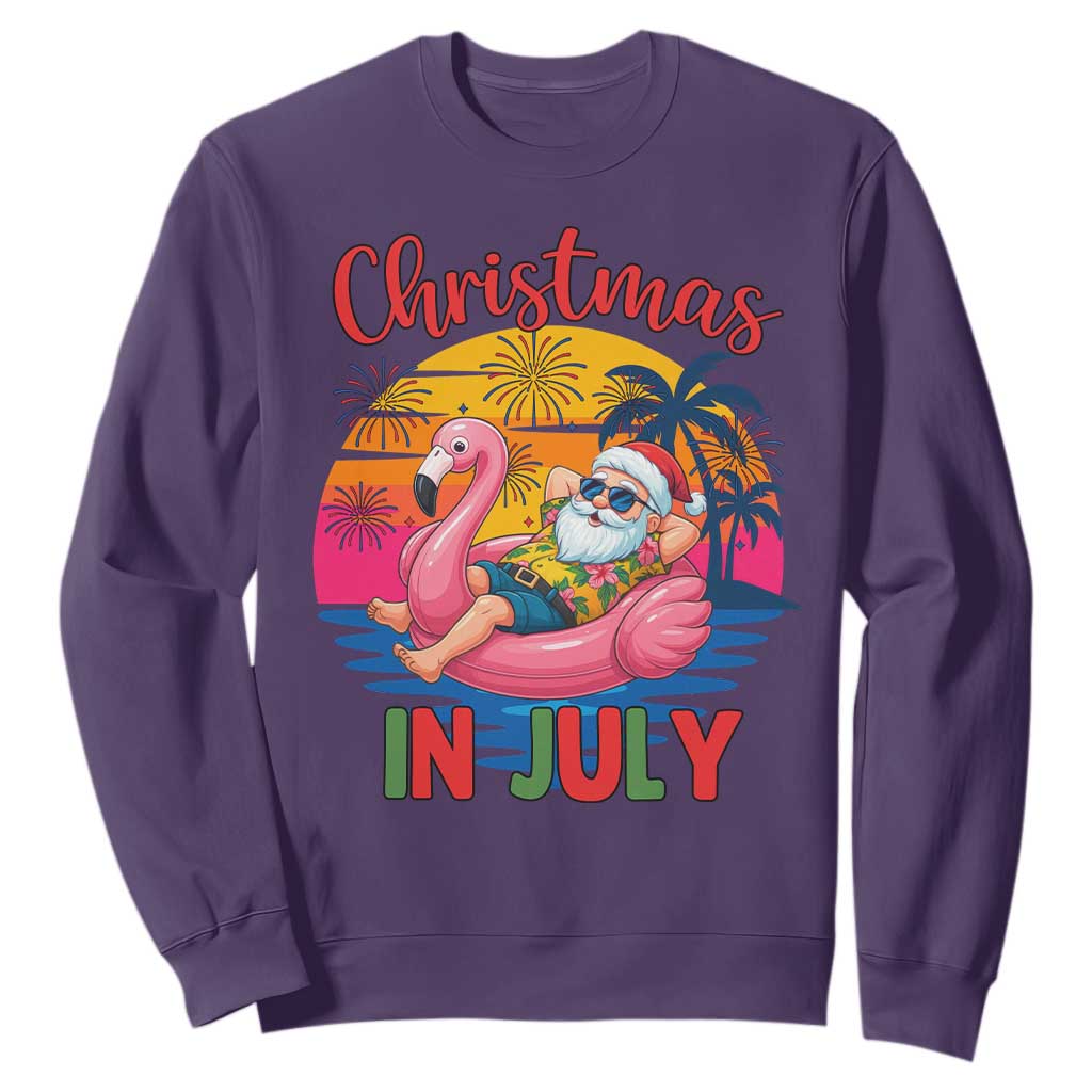 Funny Hawaiian Christmas Sweatshirt Santa Beach Tropical Xmas TS14 Purple Print Your Wear