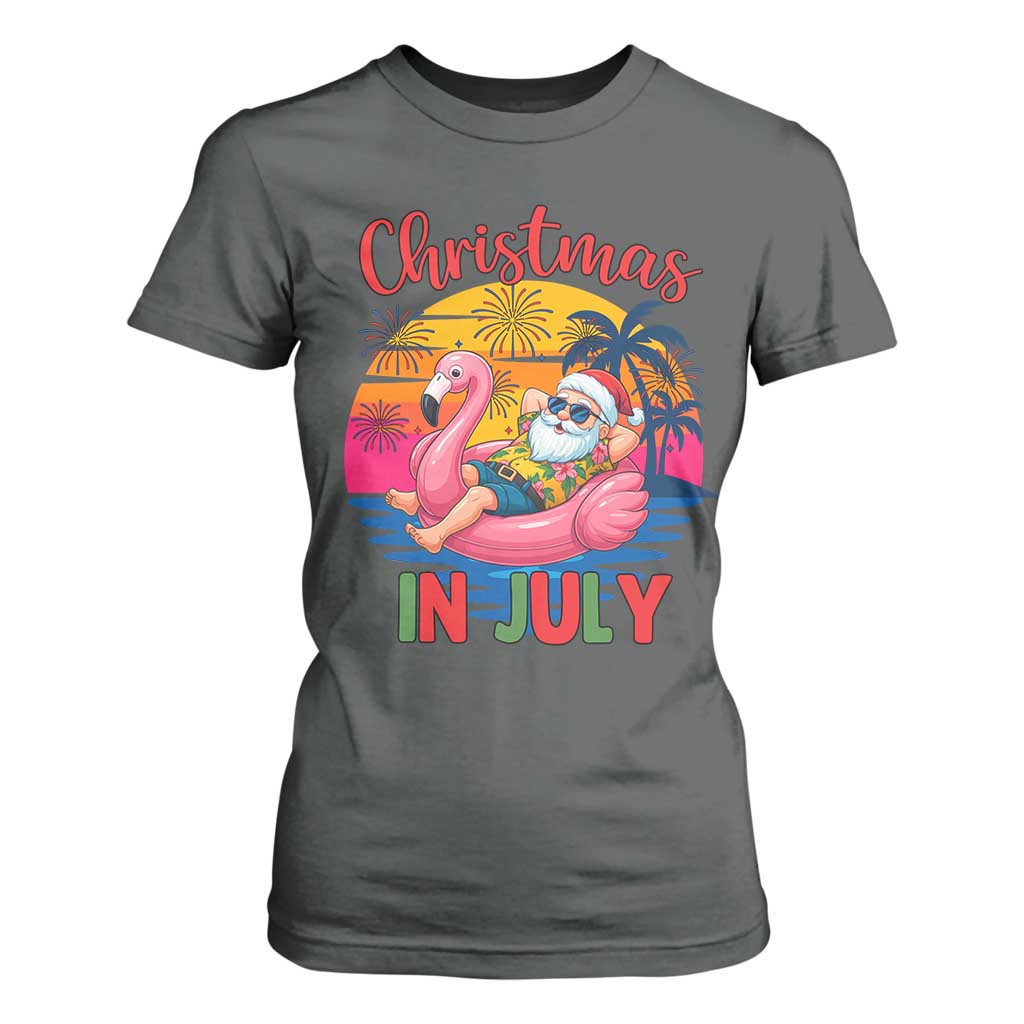 Funny Hawaiian Christmas T Shirt For Women Santa Beach Tropical Xmas TS14 Dark Heather Print Your Wear
