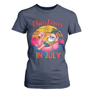 Funny Hawaiian Christmas T Shirt For Women Santa Beach Tropical Xmas TS14 Navy Print Your Wear