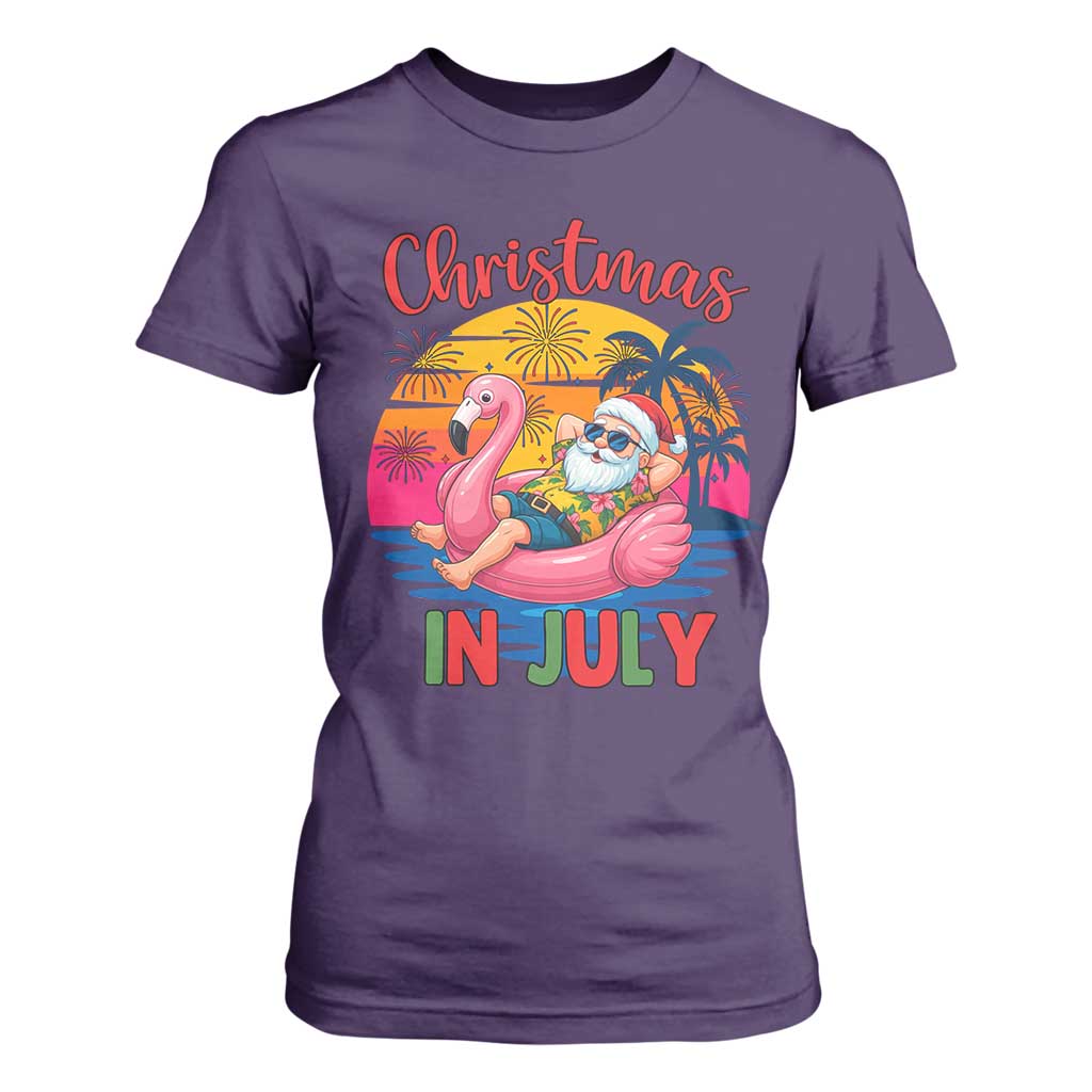 Funny Hawaiian Christmas T Shirt For Women Santa Beach Tropical Xmas TS14 Purple Print Your Wear