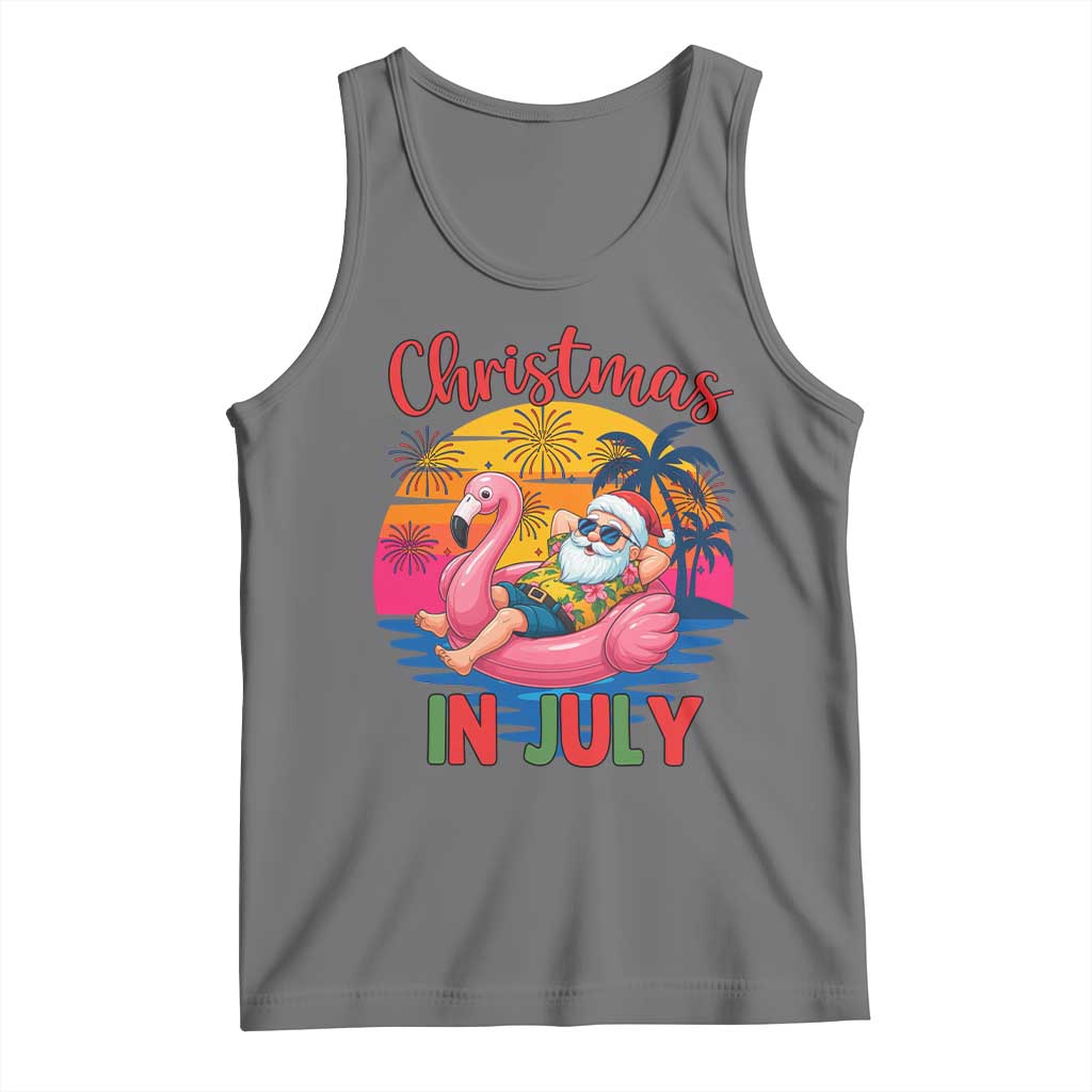 Funny Hawaiian Christmas Tank Top Santa Beach Tropical Xmas TS14 Black Heather Print Your Wear