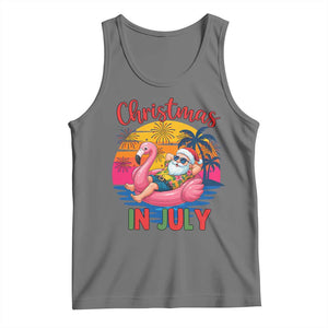 Funny Hawaiian Christmas Tank Top Santa Beach Tropical Xmas TS14 Black Heather Print Your Wear