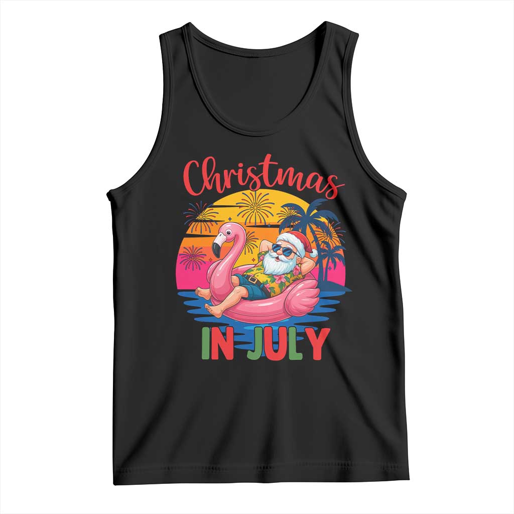 Funny Hawaiian Christmas Tank Top Santa Beach Tropical Xmas TS14 Black Print Your Wear