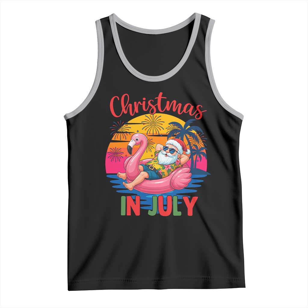 Funny Hawaiian Christmas Tank Top Santa Beach Tropical Xmas TS14 Black Athletic Heather Print Your Wear