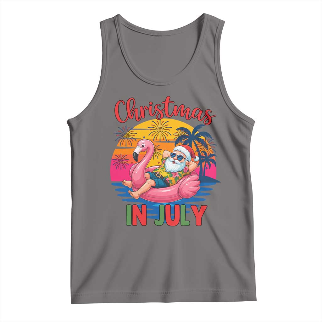 Funny Hawaiian Christmas Tank Top Santa Beach Tropical Xmas TS14 Deep Heather Print Your Wear