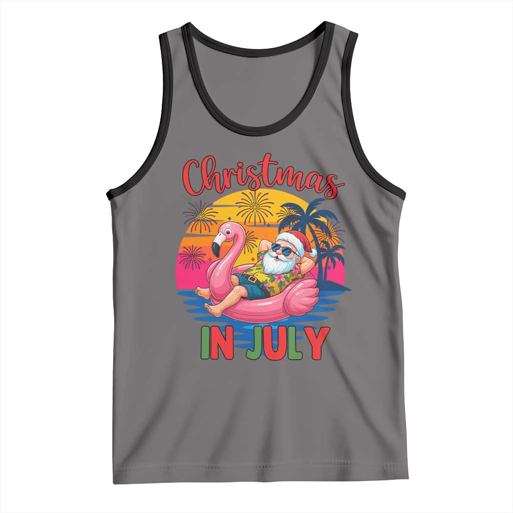 Funny Hawaiian Christmas Tank Top Santa Beach Tropical Xmas TS14 Deep Heather Black Print Your Wear