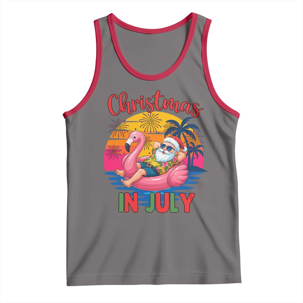 Funny Hawaiian Christmas Tank Top Santa Beach Tropical Xmas TS14 Deep Heather Red Print Your Wear