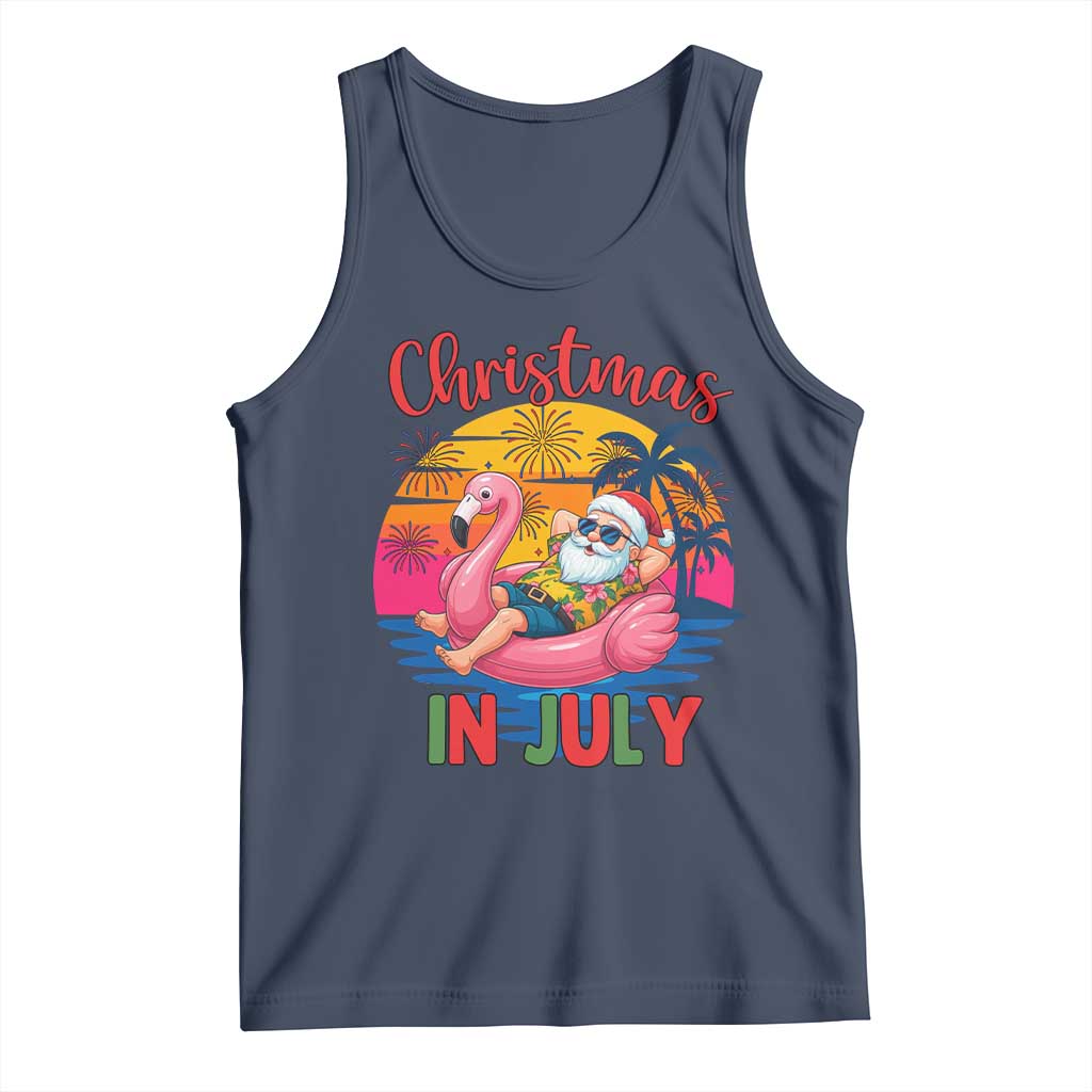 Funny Hawaiian Christmas Tank Top Santa Beach Tropical Xmas TS14 Navy Print Your Wear