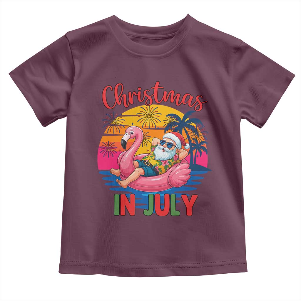 Funny Hawaiian Christmas Toddler T Shirt Santa Beach Tropical Xmas TS14 Maroon Print Your Wear