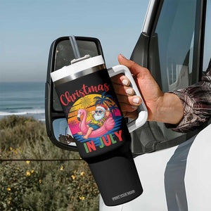Funny Hawaiian Christmas Tumbler With Handle Santa Beach Tropical Xmas TS14 Print Your Wear