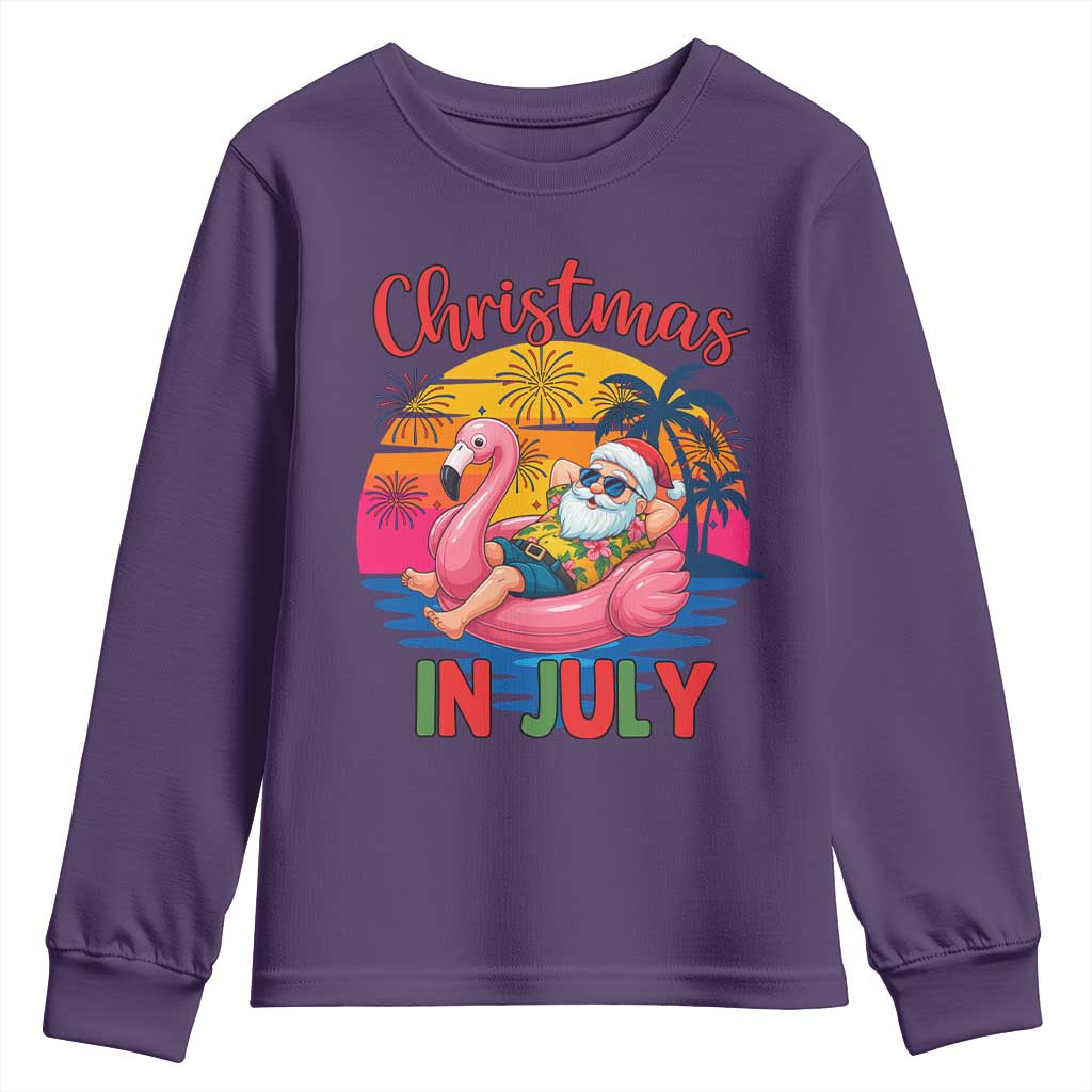 Funny Hawaiian Christmas Youth Sweatshirt Santa Beach Tropical Xmas TS14 Purple Print Your Wear