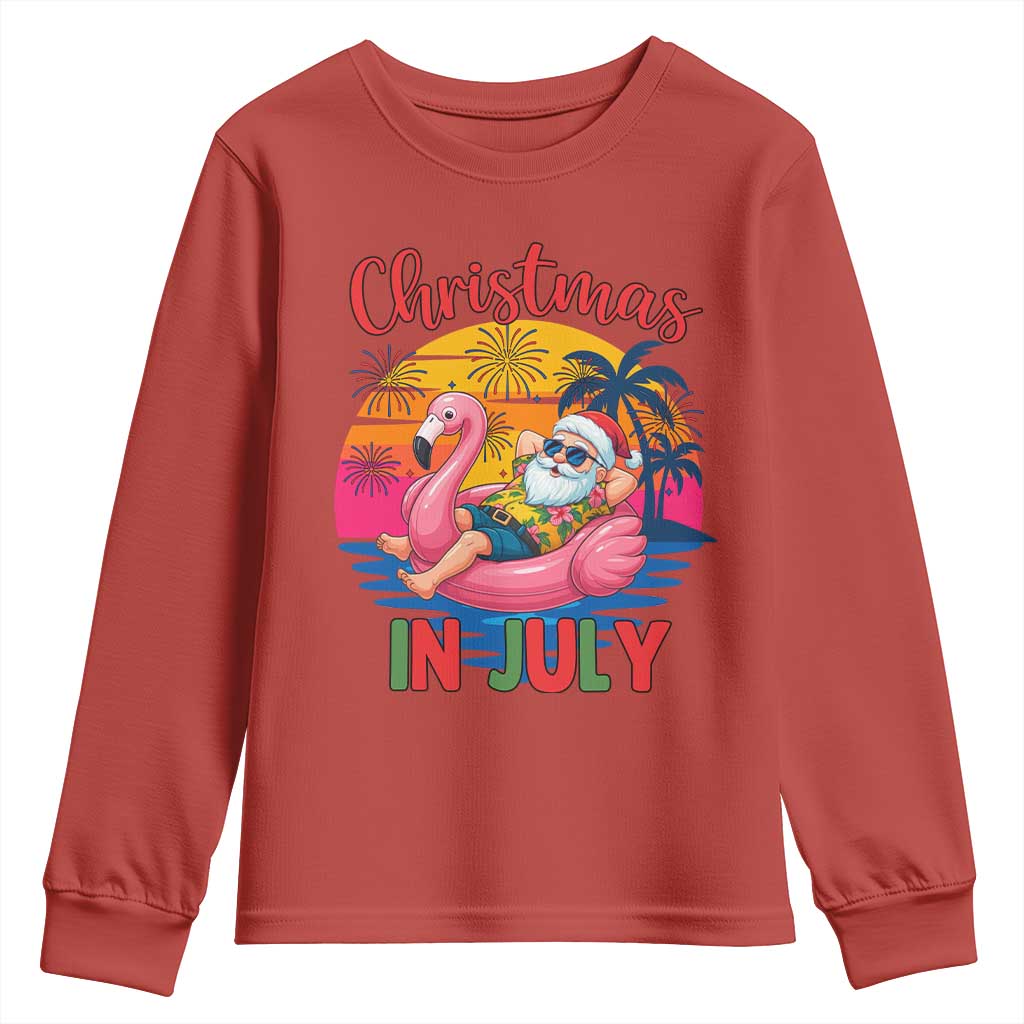 Funny Hawaiian Christmas Youth Sweatshirt Santa Beach Tropical Xmas TS14 Red Print Your Wear