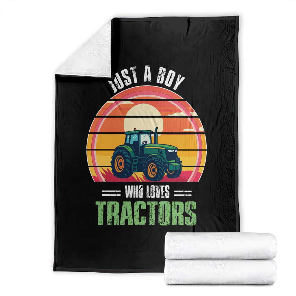 Funny Farmer Throw Blanket Just A Boy Who Loves Tractors TS14 Black Print Your Wear