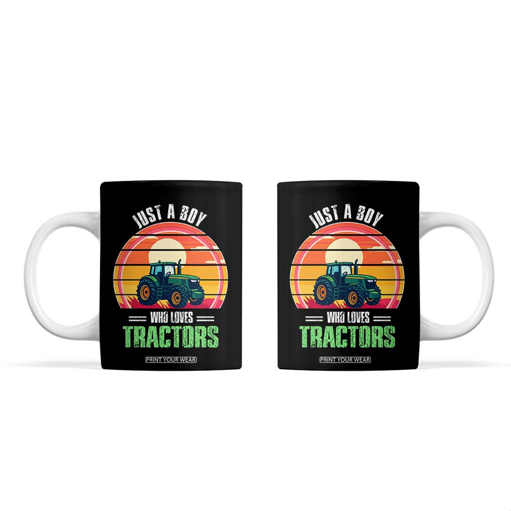 Funny Farmer Coffee Mug Just A Boy Who Loves Tractors TS14 Black Print Your Wear