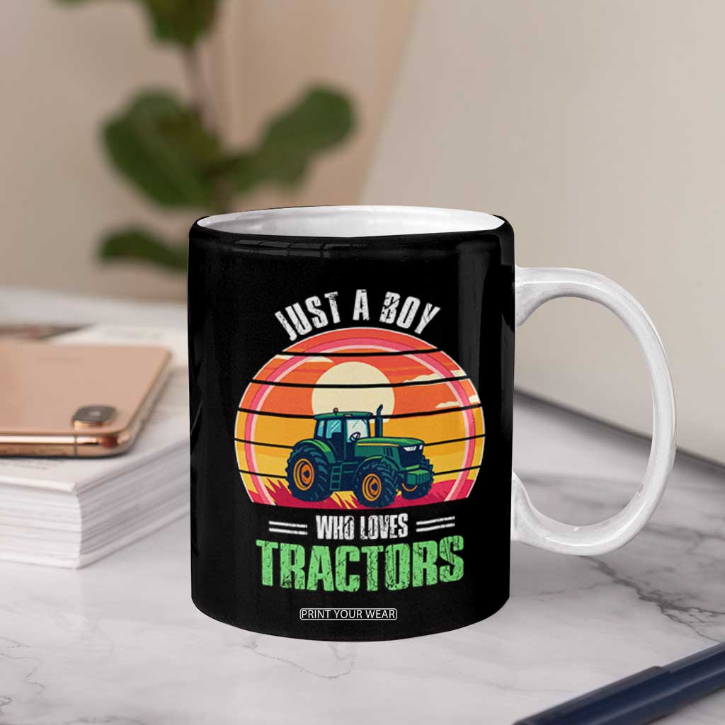 Funny Farmer Coffee Mug Just A Boy Who Loves Tractors TS14 Print Your Wear