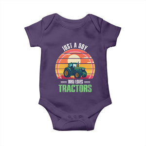 Funny Farmer Baby Onesie Just A Boy Who Loves Tractors TS14 Purple Print Your Wear