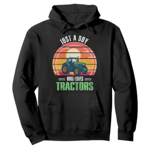 Funny Farmer Hoodie Just A Boy Who Loves Tractors TS14 Black Print Your Wear