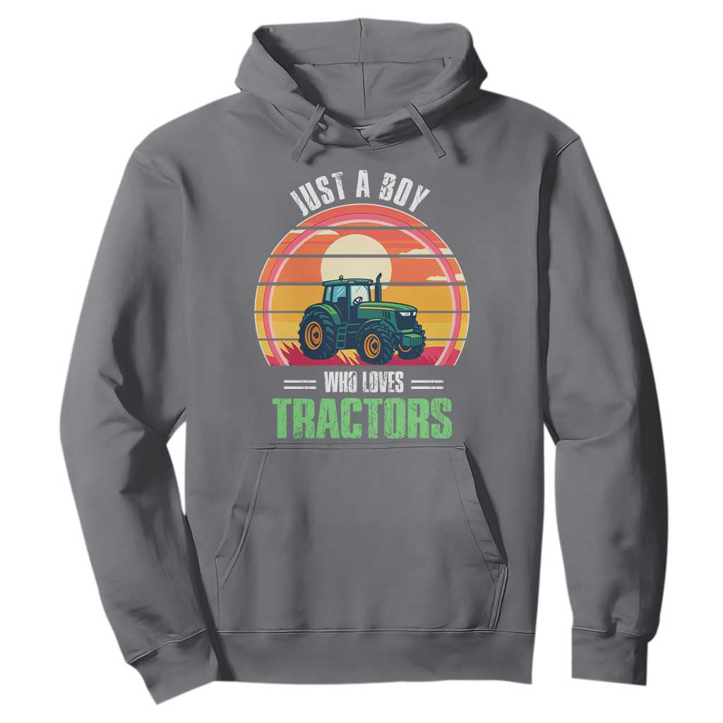 Funny Farmer Hoodie Just A Boy Who Loves Tractors TS14 Charcoal Print Your Wear
