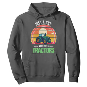 Funny Farmer Hoodie Just A Boy Who Loves Tractors TS14 Dark Heather Print Your Wear