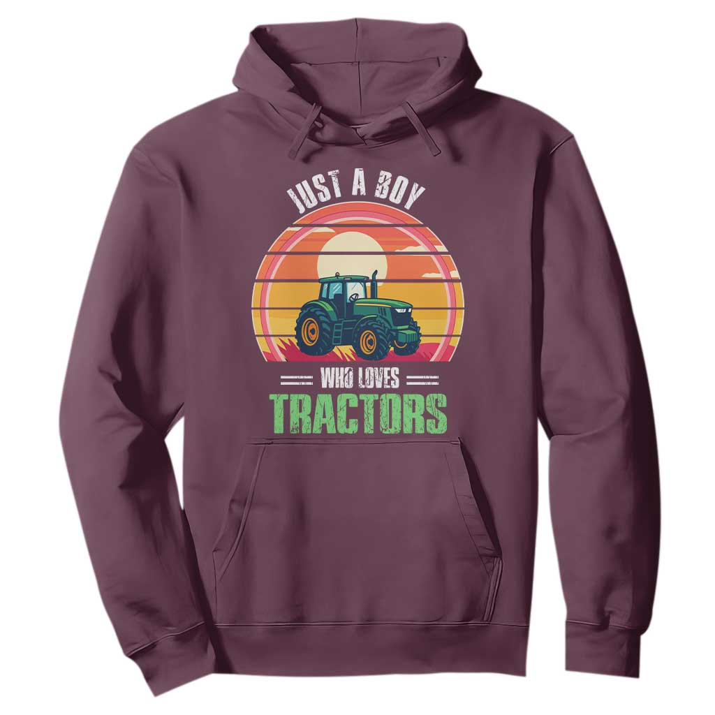 Funny Farmer Hoodie Just A Boy Who Loves Tractors TS14 Maroon Print Your Wear