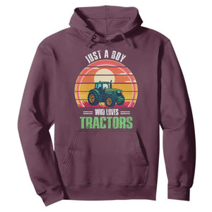 Funny Farmer Hoodie Just A Boy Who Loves Tractors TS14 Maroon Print Your Wear
