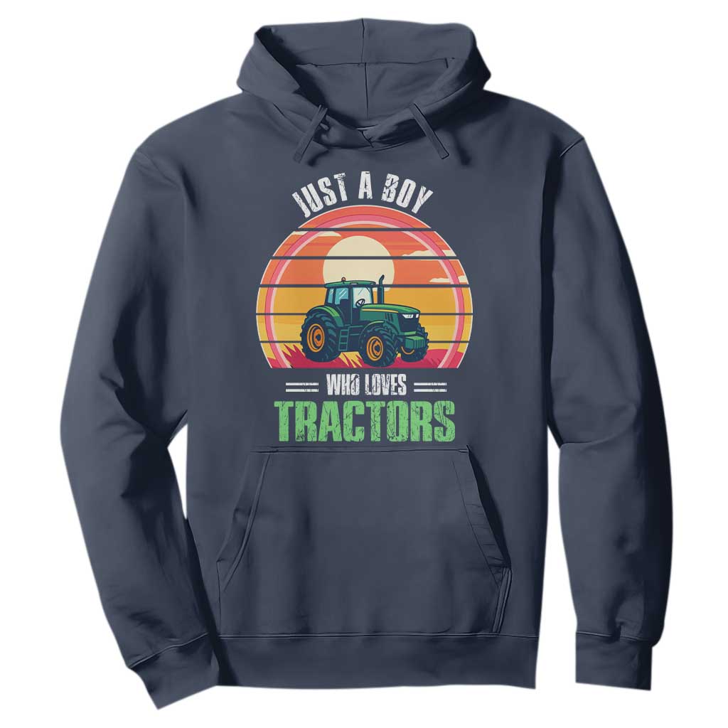 Funny Farmer Hoodie Just A Boy Who Loves Tractors TS14 Navy Print Your Wear