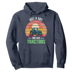 Funny Farmer Hoodie Just A Boy Who Loves Tractors TS14 Navy Print Your Wear