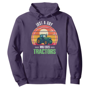 Funny Farmer Hoodie Just A Boy Who Loves Tractors TS14 Purple Print Your Wear
