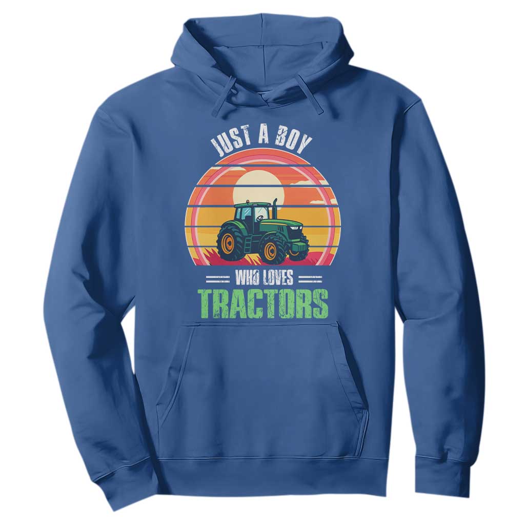 Funny Farmer Hoodie Just A Boy Who Loves Tractors TS14 Royal Blue Print Your Wear