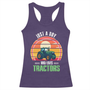 Funny Farmer Racerback Tank Top Just A Boy Who Loves Tractors TS14 Purple Print Your Wear