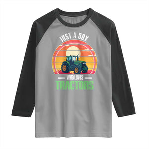Funny Farmer Raglan Shirt Just A Boy Who Loves Tractors TS14 Sport Gray Black Print Your Wear