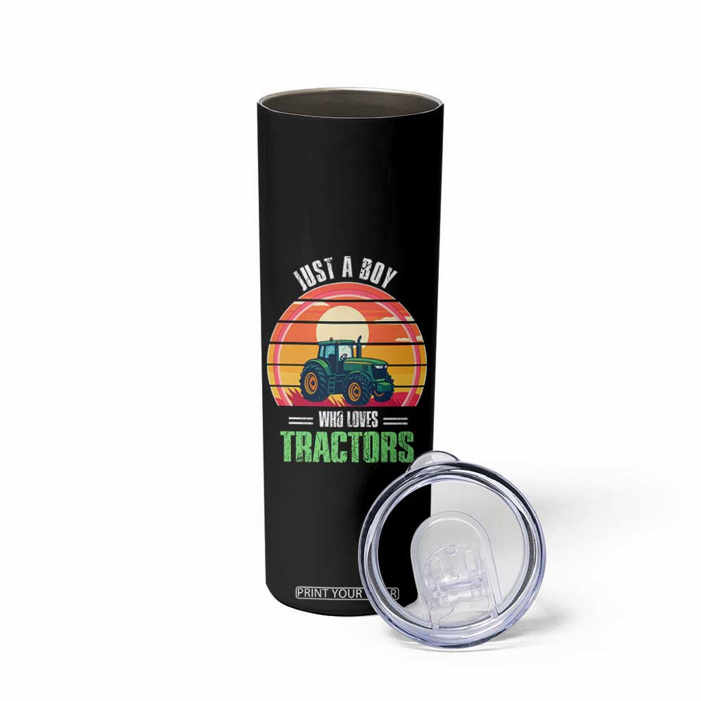 Funny Farmer Skinny Tumbler Just A Boy Who Loves Tractors TS14 Print Your Wear