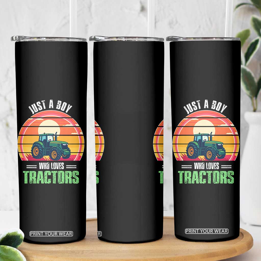 Funny Farmer Skinny Tumbler Just A Boy Who Loves Tractors TS14 Print Your Wear