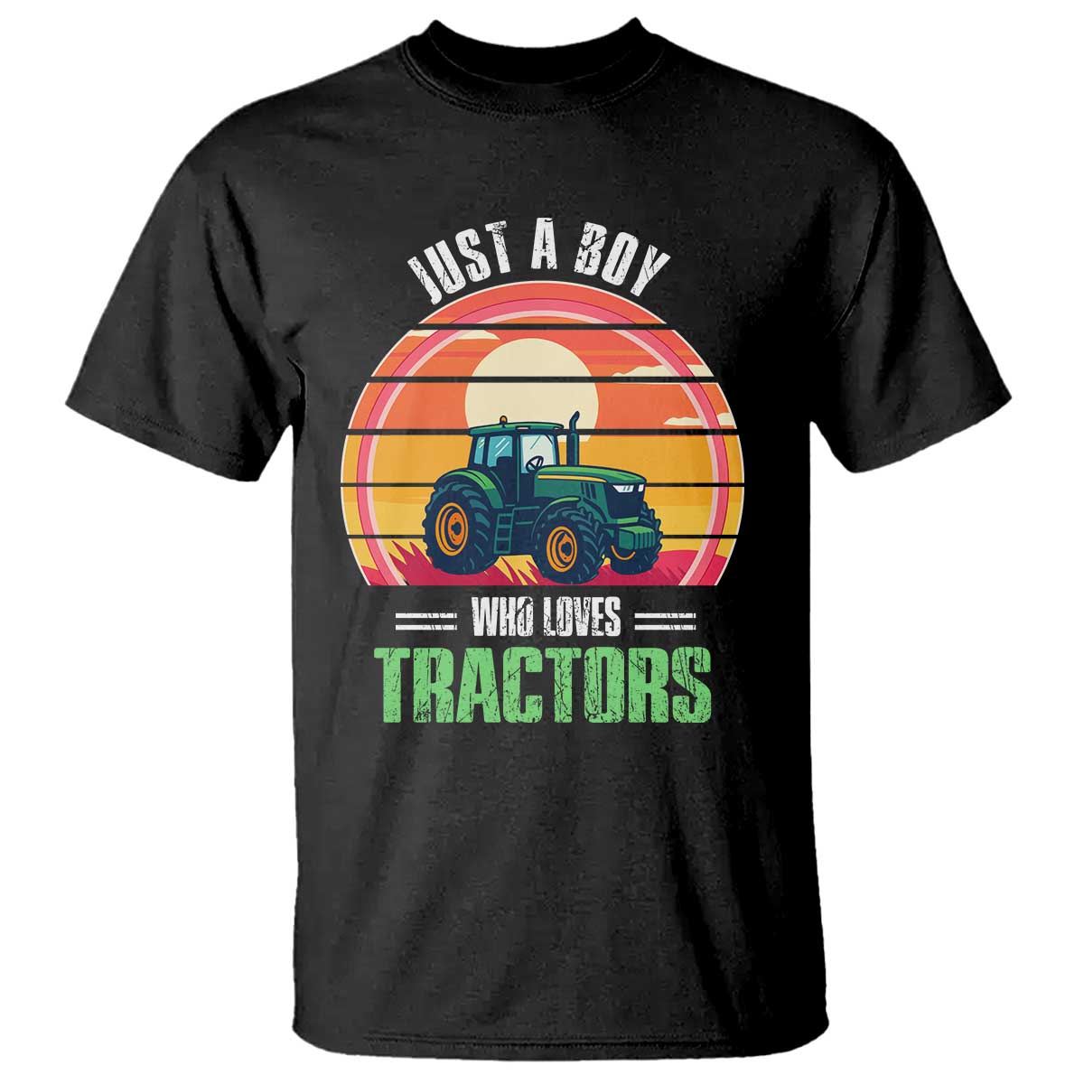 Funny Farmer T Shirt Just A Boy Who Loves Tractors TS14 Black Print Your Wear