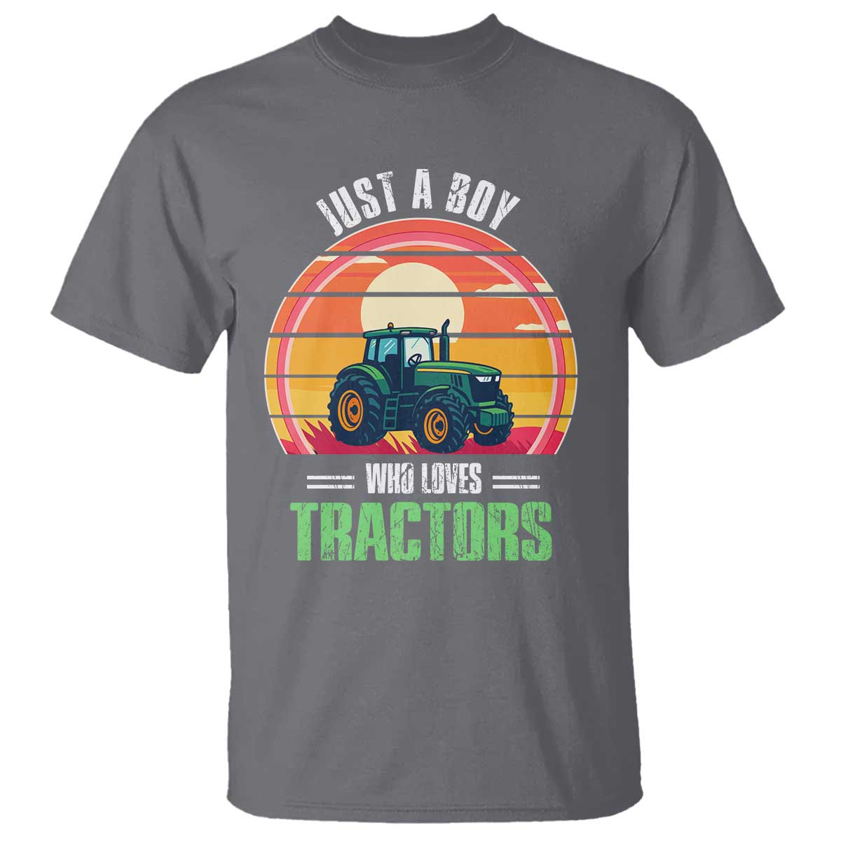 Funny Farmer T Shirt Just A Boy Who Loves Tractors TS14 Charcoal Print Your Wear