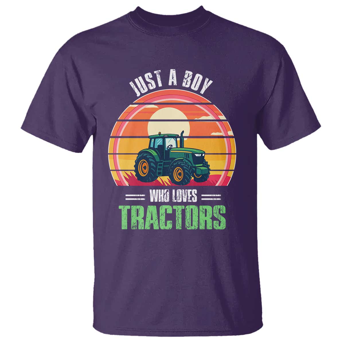 Funny Farmer T Shirt Just A Boy Who Loves Tractors TS14 Purple Print Your Wear