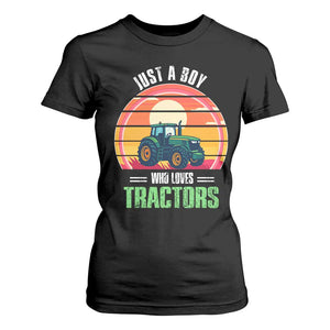 Funny Farmer T Shirt For Women Just A Boy Who Loves Tractors TS14 Black Print Your Wear