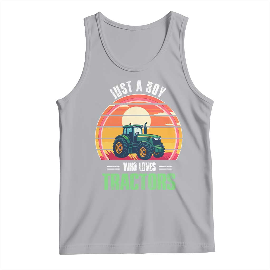 Funny Farmer Tank Top Just A Boy Who Loves Tractors TS14 Athletic Heather Print Your Wear