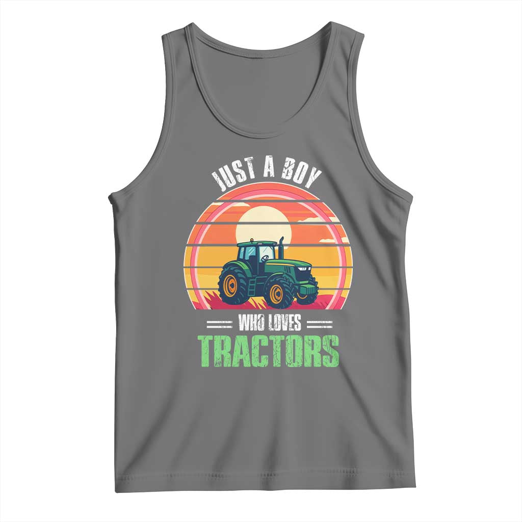 Funny Farmer Tank Top Just A Boy Who Loves Tractors TS14 Black Heather Print Your Wear