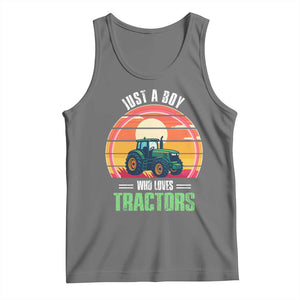 Funny Farmer Tank Top Just A Boy Who Loves Tractors TS14 Black Heather Print Your Wear