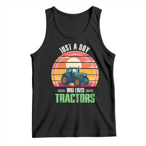Funny Farmer Tank Top Just A Boy Who Loves Tractors TS14 Black Print Your Wear