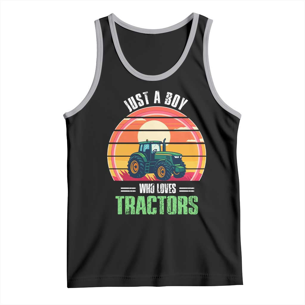 Funny Farmer Tank Top Just A Boy Who Loves Tractors TS14 Black Athletic Heather Print Your Wear