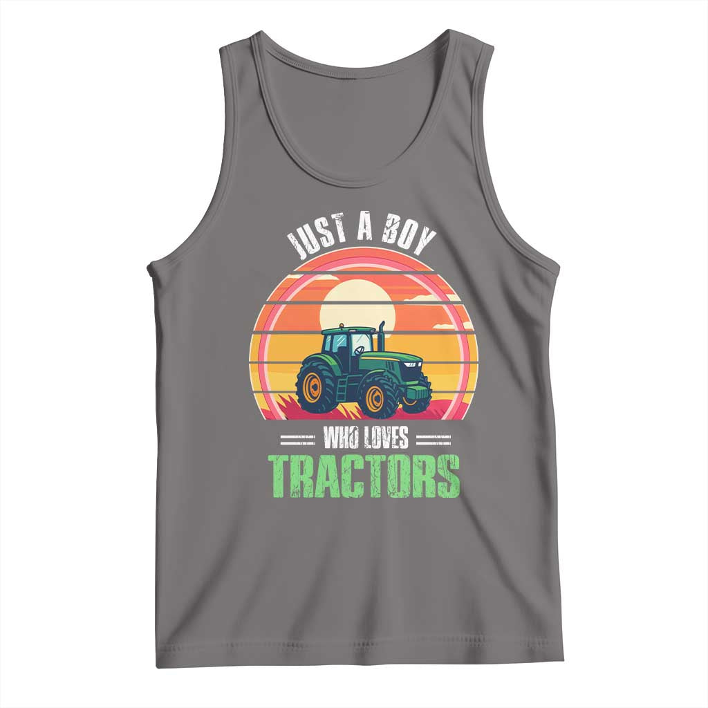 Funny Farmer Tank Top Just A Boy Who Loves Tractors TS14 Deep Heather Print Your Wear