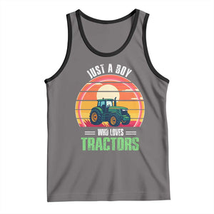 Funny Farmer Tank Top Just A Boy Who Loves Tractors TS14 Deep Heather Black Print Your Wear
